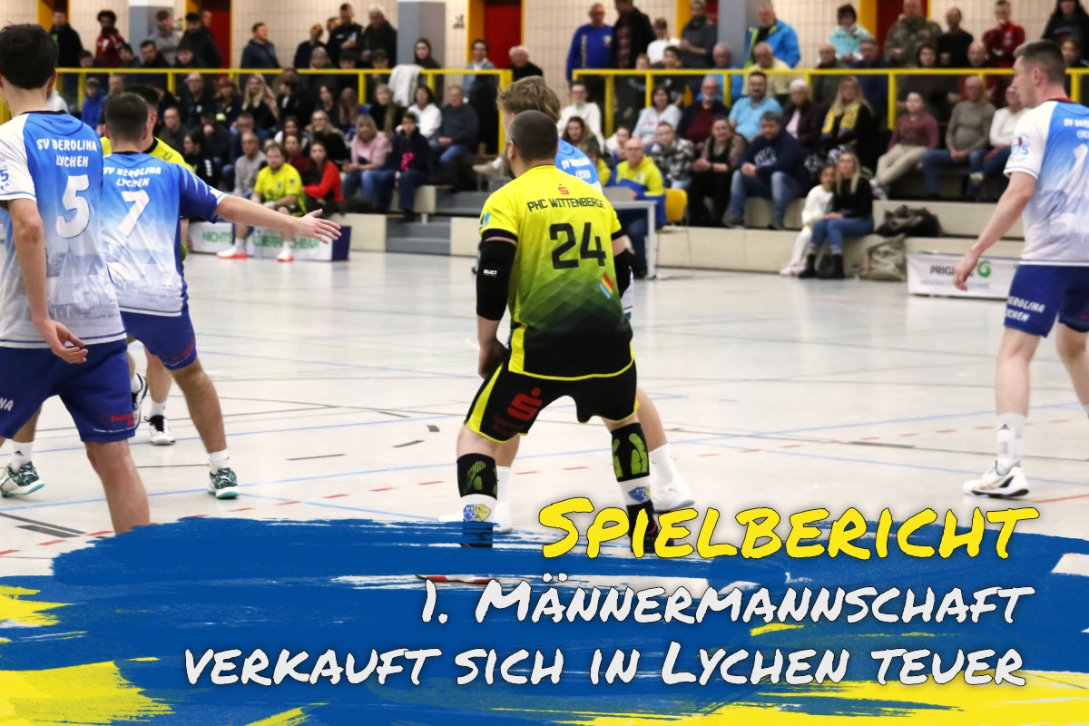 PHC Kreisläufer steht am Kreis und erwartet den Ball, darum Lychener Abwehrspieler - Beitragsbild mit Link zum Spielbericht der Männer 1 gegen den SV Berolina Lychen am 18. April 2026